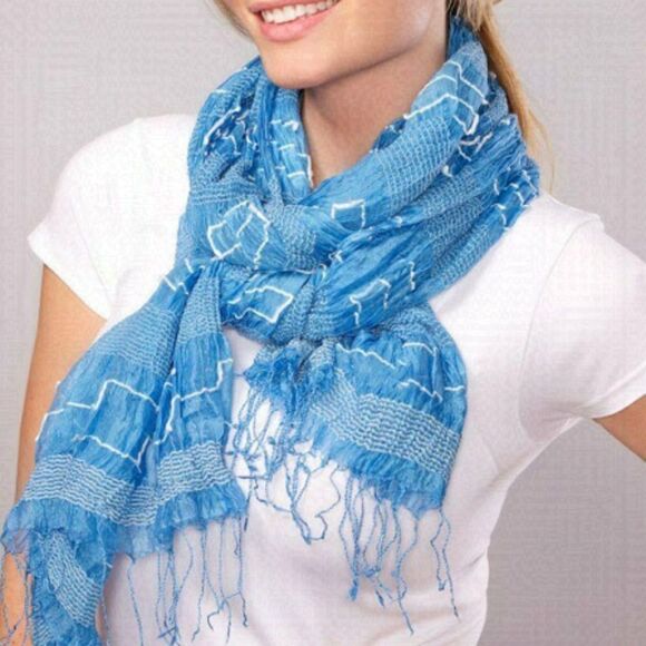 Mala Blue Silk Stole - Picture 1 of 1